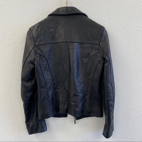 90’s Vintage Leather Jacket Zipper Black Leather Jacket 90s Leather Blazer - Picture 6 of 7